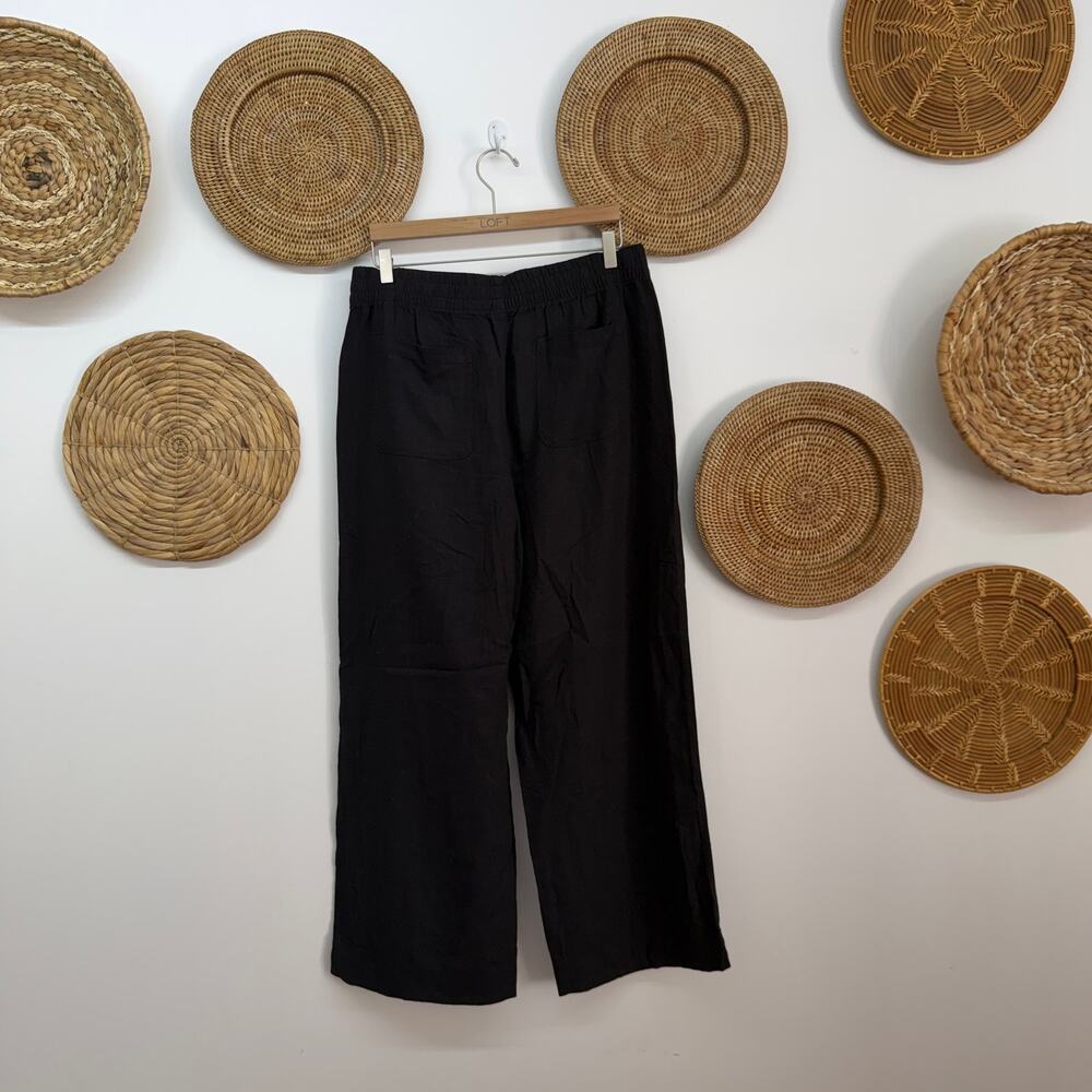 NEW Old Navy Black Wide Leg Linen Pants Large - Picture 2 of 4